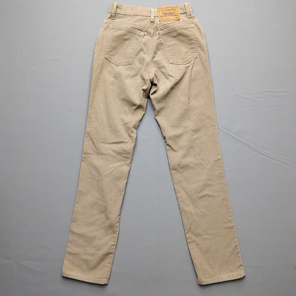 Vintage Levis 910 Tan Corduroy Pants 90s Made in USA Straight Leg Beige 3 JR M - Picture 2 of 11